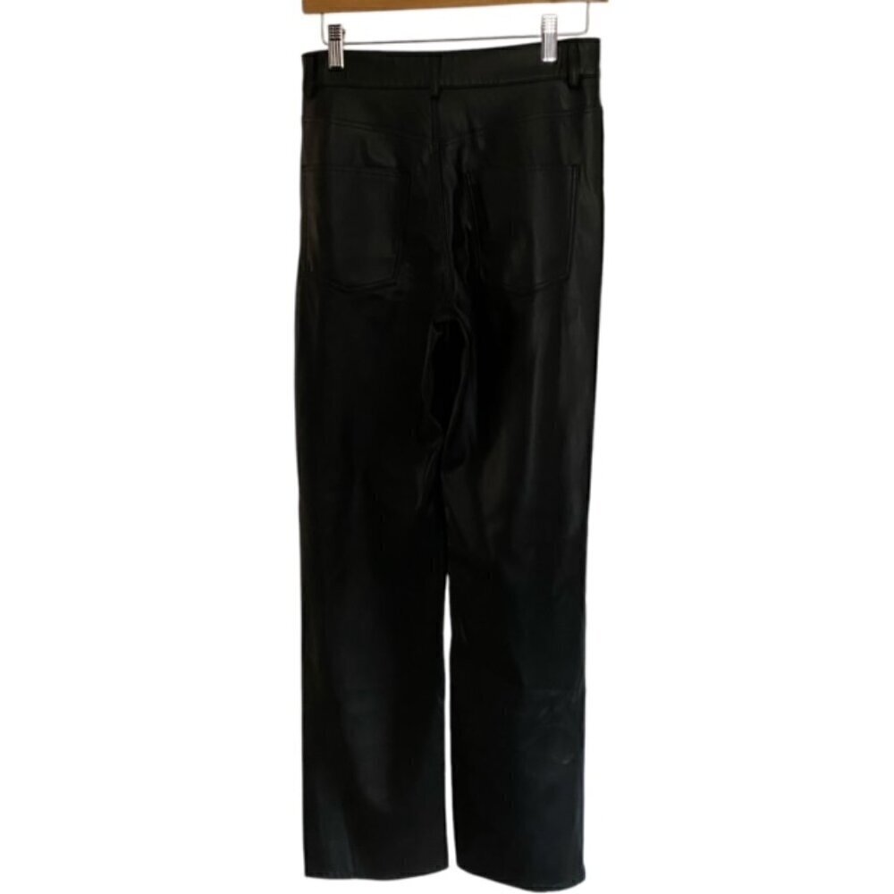 Zara Full Length Faux The 90's Black Leather Pants 4 - Picture 4 of 5
